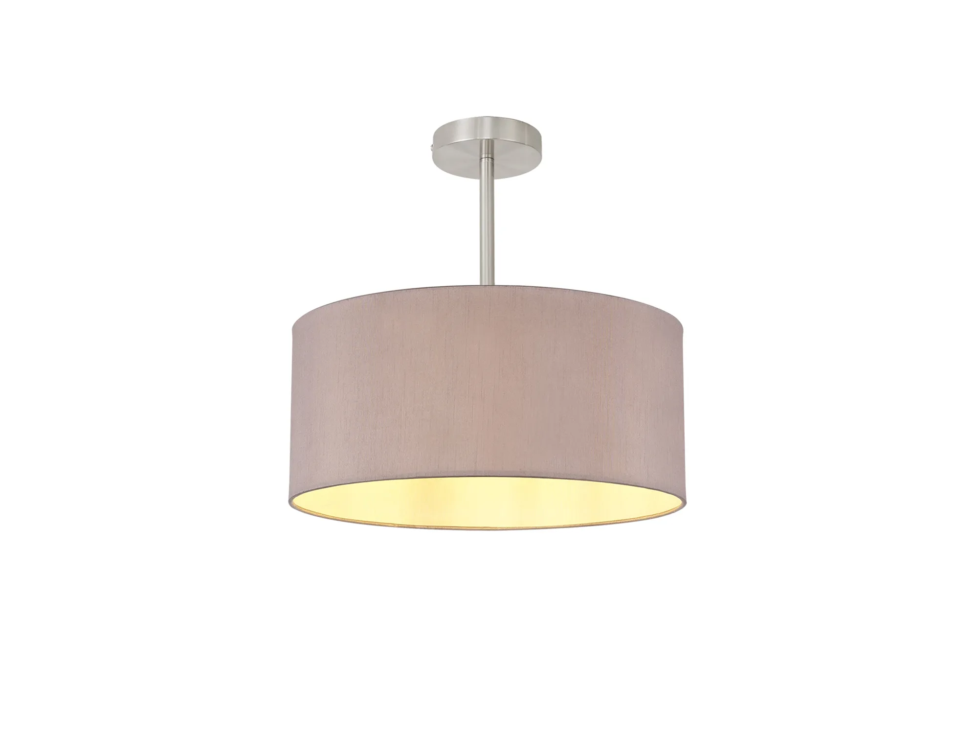 Baymont 40cm Semi Flush 1 Light Satin Nickel, Taupe/Halo Gold